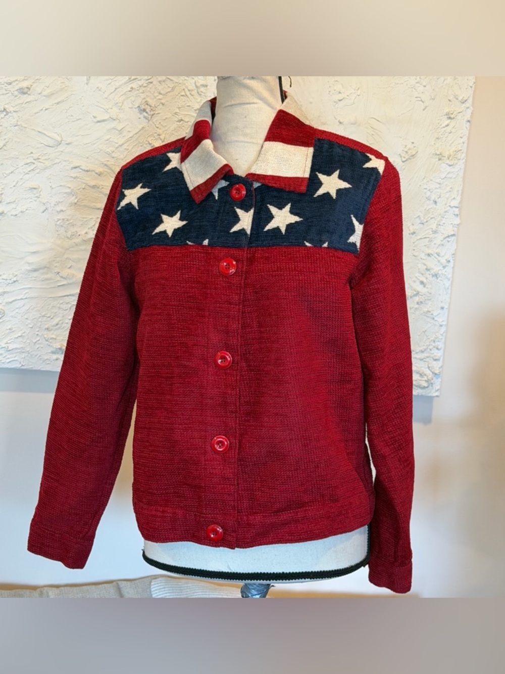 Coldwater Creek American Flag Jacket Women’s Made in USA Patriotic Vintage P/S